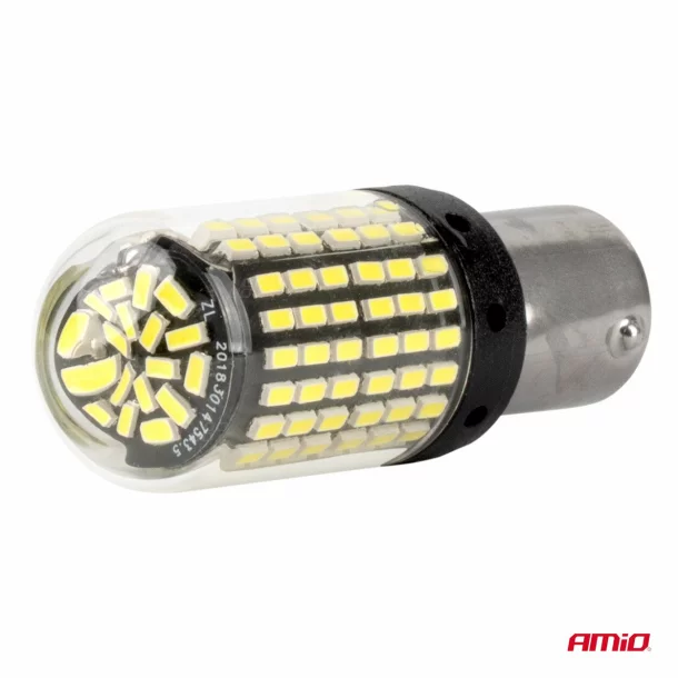 LED Bulbs 144SMD 4SMD 1860, 12/24V Position, Brake, Reversing, Indicator, P21W, R10W, R5W, 1156 BA15s CANBUS 2pcs - White