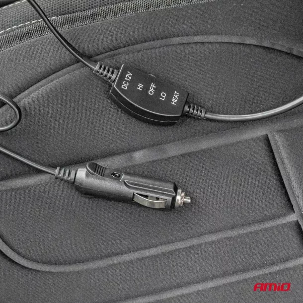 Husa scaun auto cu incalzire in doua trepte 12V Amio - Negru