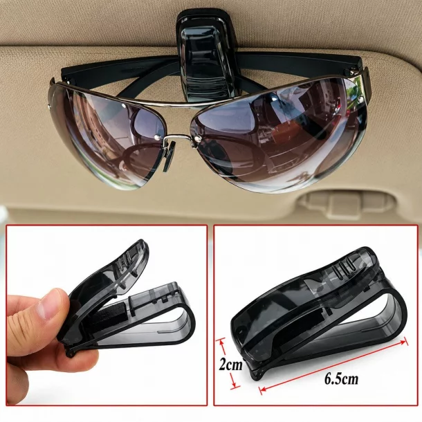 Suport pentru ochelari auto, pentru parasolar - Negru