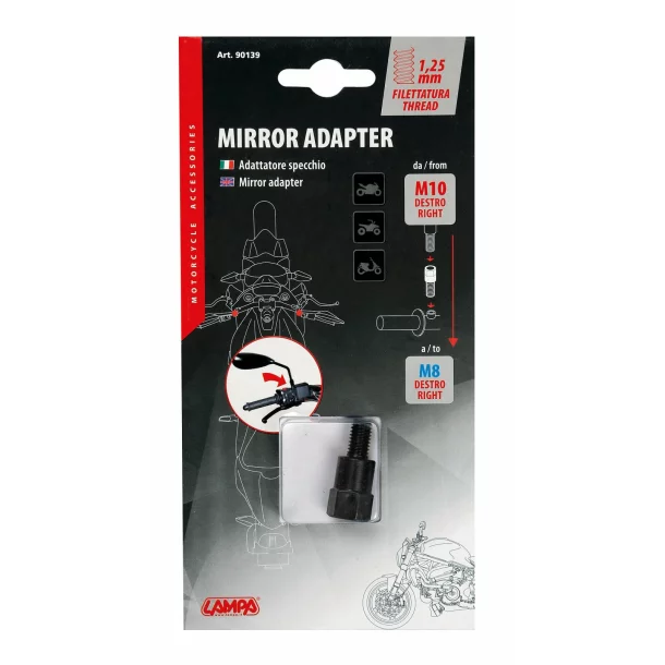 Mirror adapter - Thread Ø 10 mm right &gt; Ø 8 mm right