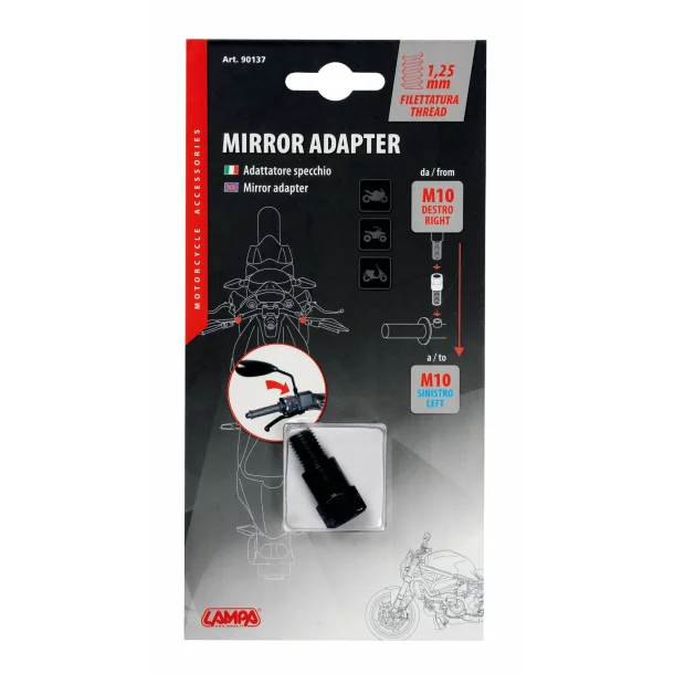 Motorkerékpár visszapillantó tükör adapter - Menet jobb-os M10mm-ről - bal M10mm-re