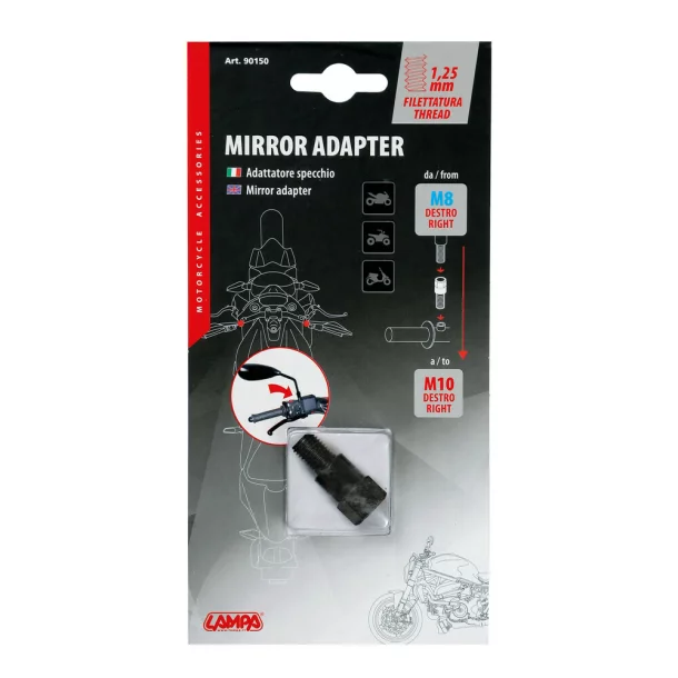 Mirror adapter - Thread Ø 8 mm right &gt; Ø 10 mm right