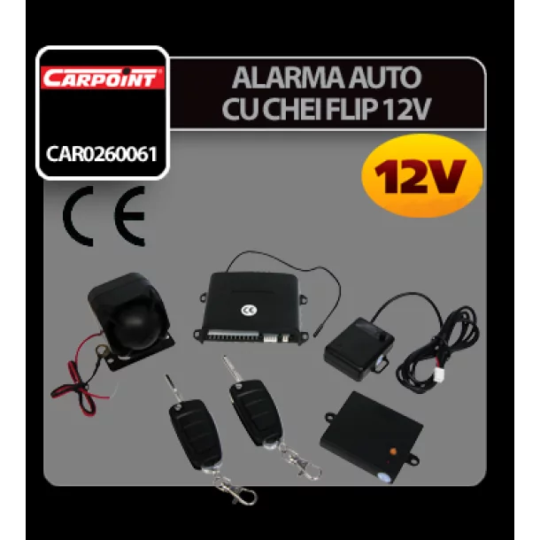 Alarma auto cu chei flip 12V