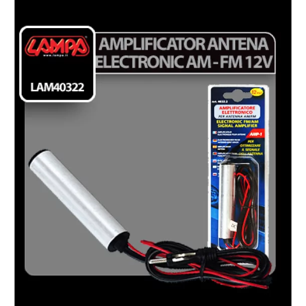 Electronic AM-FM aerial signal amplifier, 12V