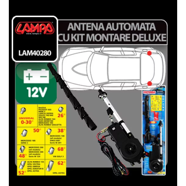 Lampa teljesen automata De-Luxe motoros antenna, 12V