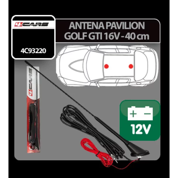 4Cars Üvegszálas tetőantenna erősítővel Golf GTI 16V - 40 cm-es