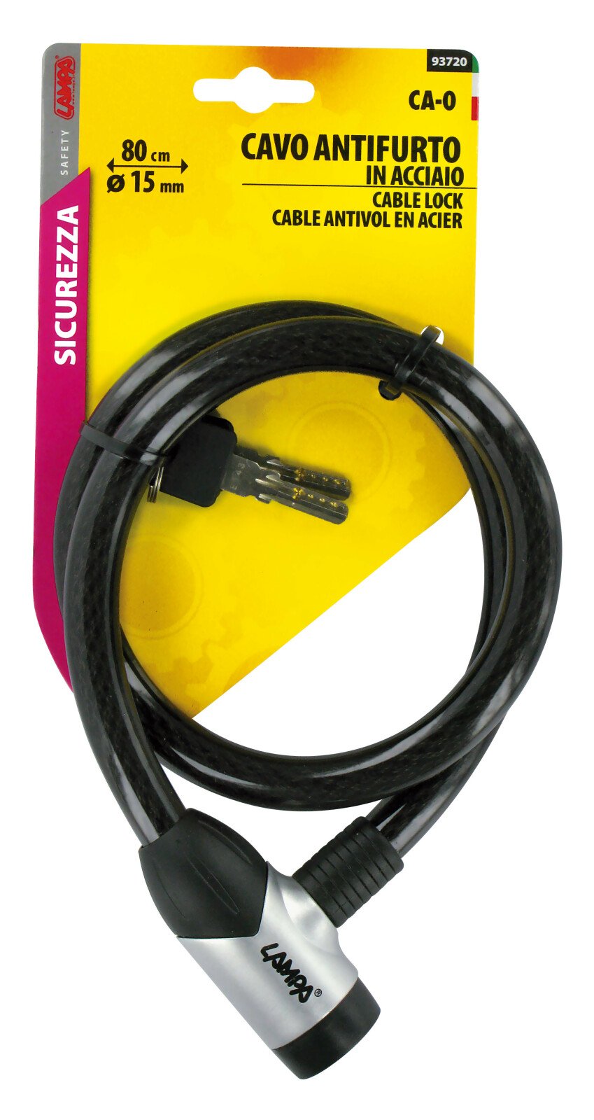 Antifurt cablu din otel Ø15mm - 80cm thumb