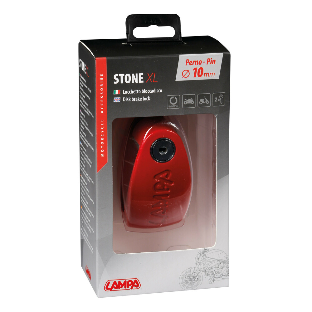 Stone XL motorkerékpár lopásgátló féktárcsa-zárral - Rögzítőcsap Ø10mm - Piros thumb