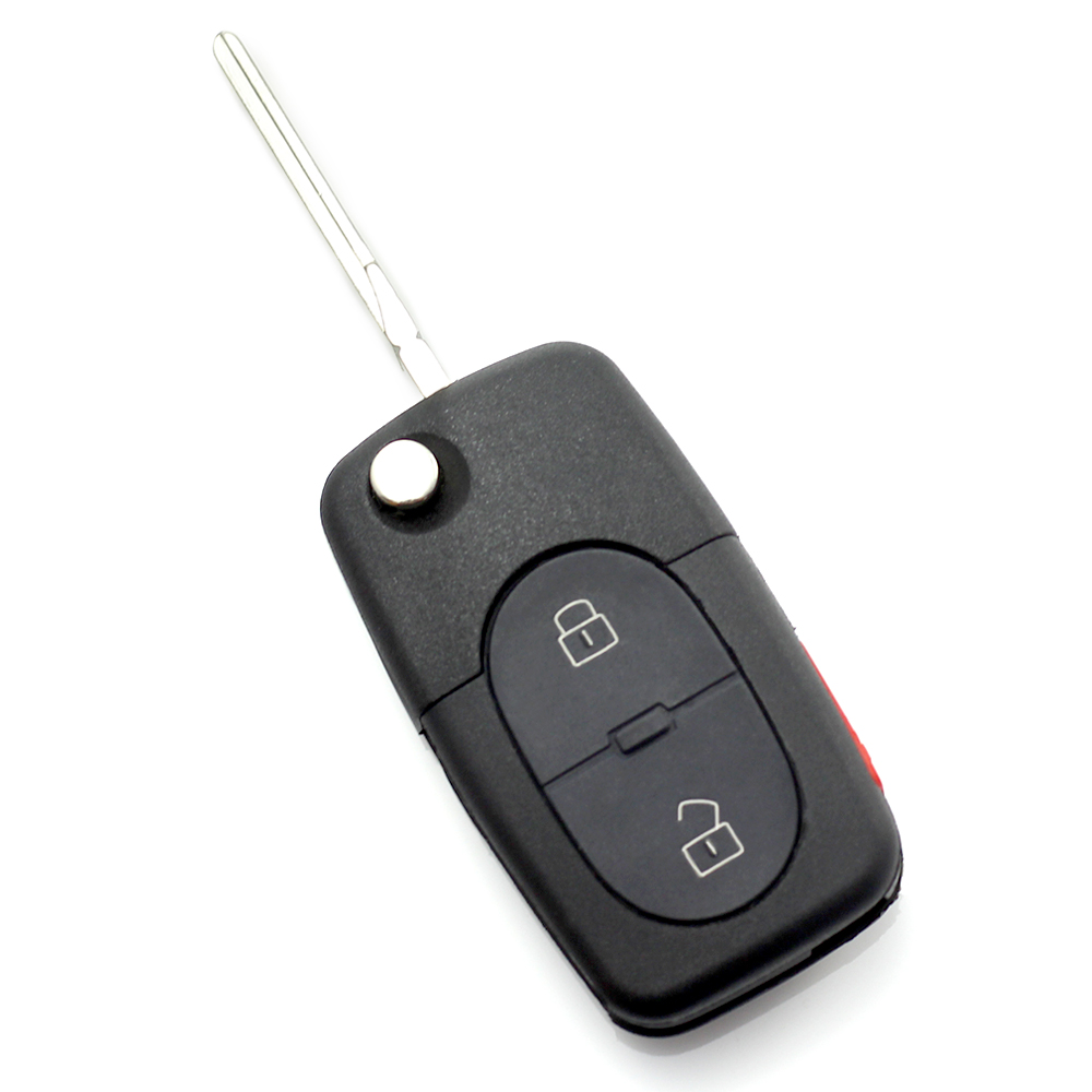 Audi - carcasă cheie tip briceag cu 2+1 butoane (1 buton de panică) și baterie 1616 - CARGUARD thumb