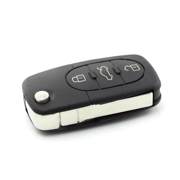 Audi - carcasă cheie tip briceag cu 3+1 butoane (1 buton de panică) și baterie 1616 - CARGUARD
