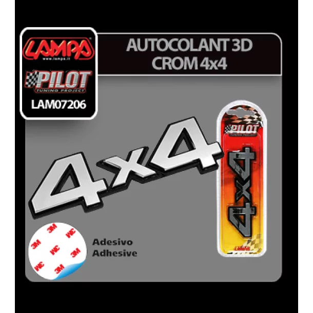 Autocolant 3D crom 4x4