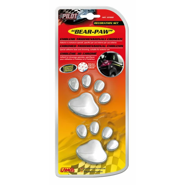 Chromed 3D emblem - Bear paw