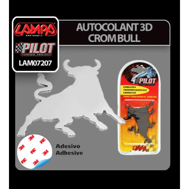 Autocolant 3D crom Bull