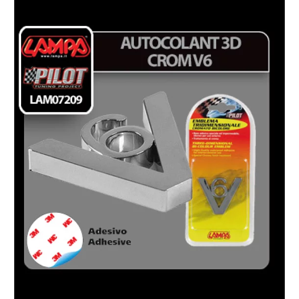 Autocolant 3D crom V6