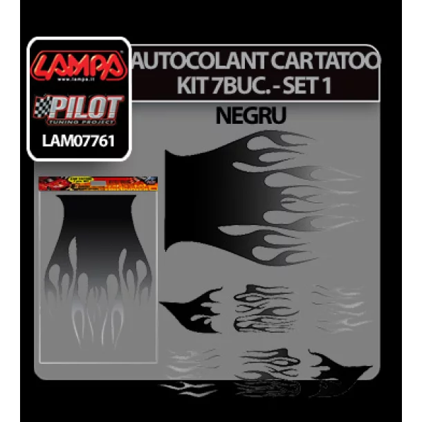 Autocolant Car Tatoo Kit 7buc Set 1 - Negru