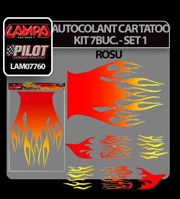 Car Tattoo - Kit 7 db - Set 1 matricák - Piros thumb