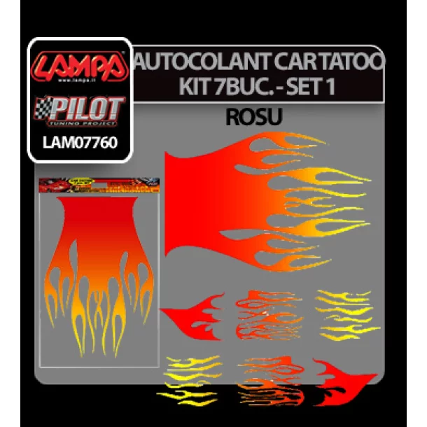 Car Tattoo - Kit 7 pcs - Set 1 - Red