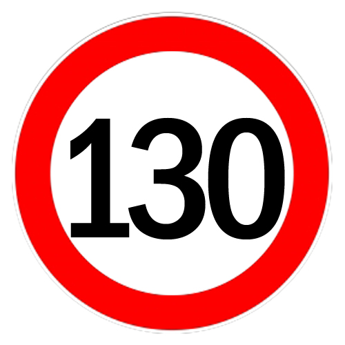 Speed limitation sticker 130km/h - Ø13cm thumb