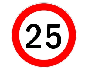 Autocolant limitator viteza 25km/h - Ø13cm