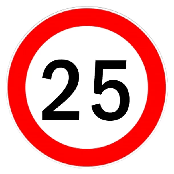 Autocolant limitator viteza 25km/h - Ø13cm
