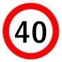 Speed limitation sticker 40km/h - Ø13cm
