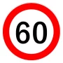 Speed limitation sticker 60km/h - Ø13cm