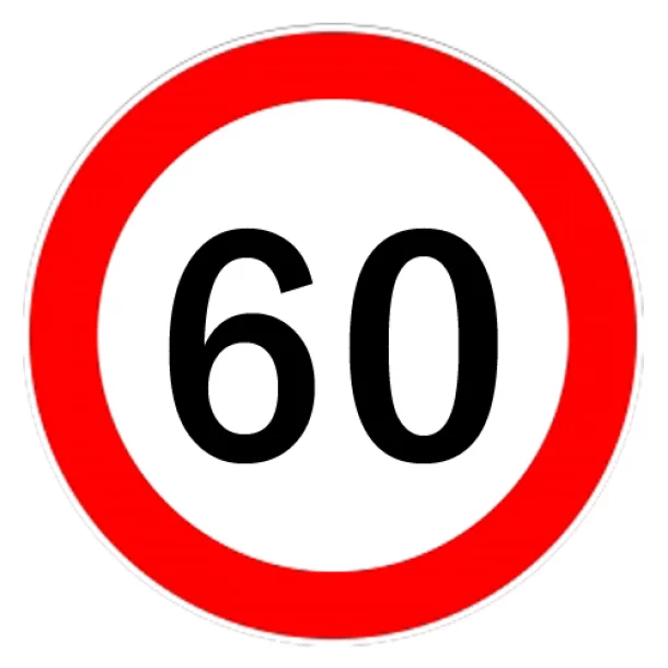 Speed limitation sticker 60km/h - Ø18cm
