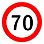 Speed limitation sticker 70km/h - Ø18cm