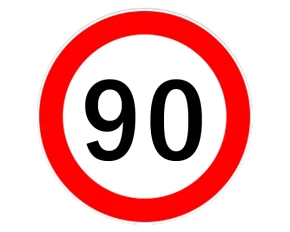 Autocolant limitator viteza 90km/h - Ø18cm