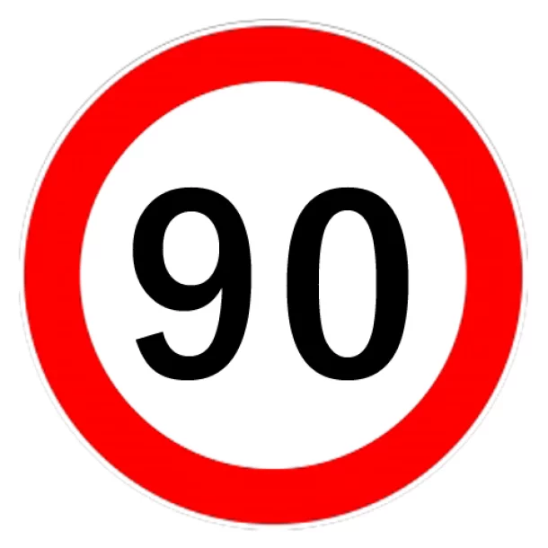 Speed limitation sticker 90km/h - Ø18cm