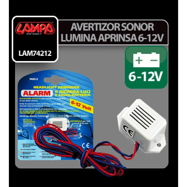 Avertizor sonor lumina aprinsa 6-12V Lampa