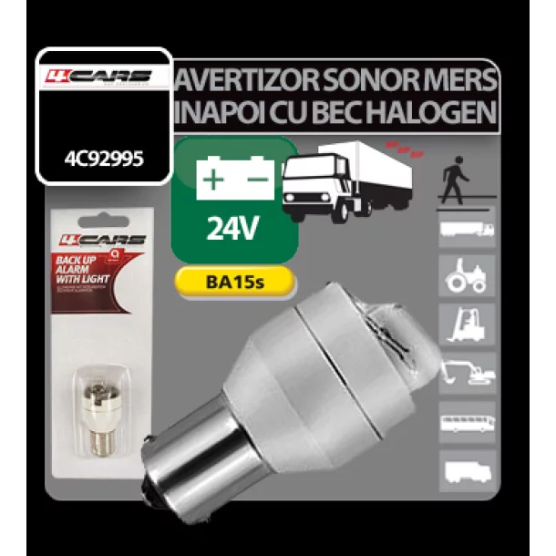 Avertizor sonor mers inapoi cu bec halogen 24V 4Cars