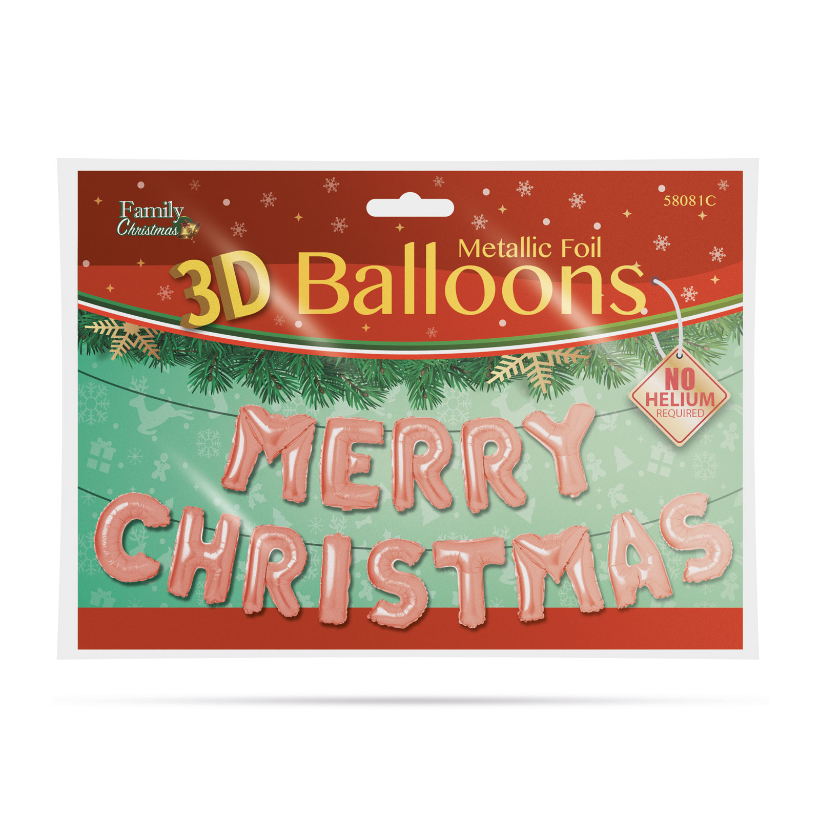 Balon de Crăciun "Merry Christmas” - auriu rosé thumb