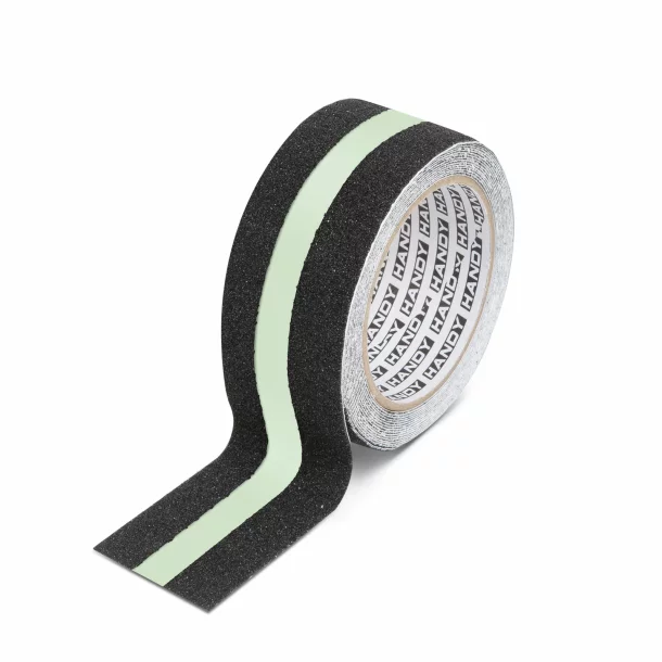 Adhesive tape - non-slip - 5 m x 50 mm -phosphorescent / black