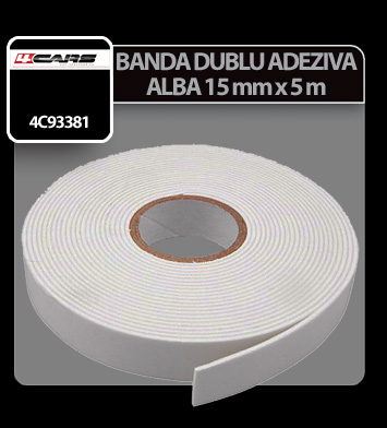 4Cars White double sided adhesive tape - 15mmx5m thumb