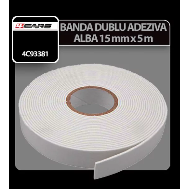 4Cars White double sided adhesive tape - 15mmx5m