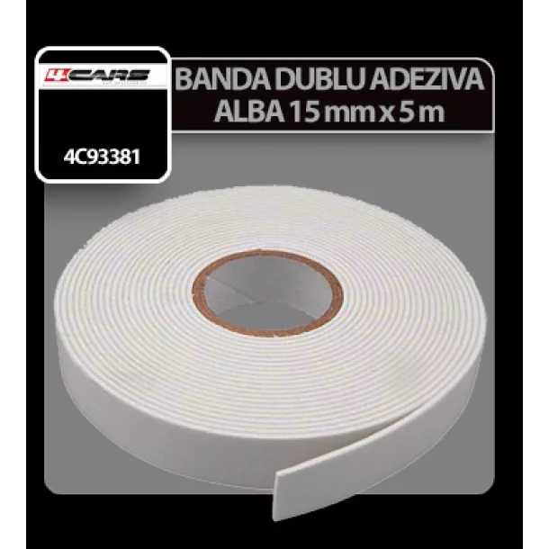 Banda dublu adeziva alba 4Cars - 15mmx5m