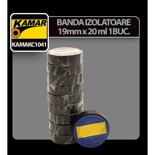 Banda izolatoare 19mmx20m Kamar 1buc - Negru