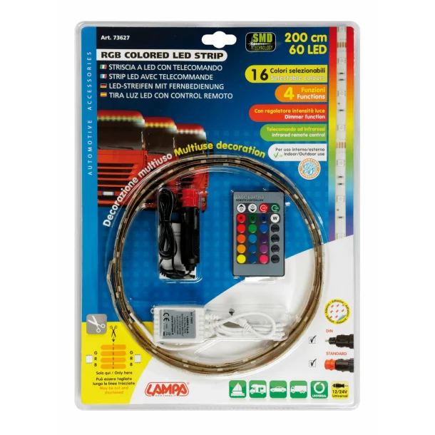 Banda LED RGB cu telecomanda 12/24V - 200cm