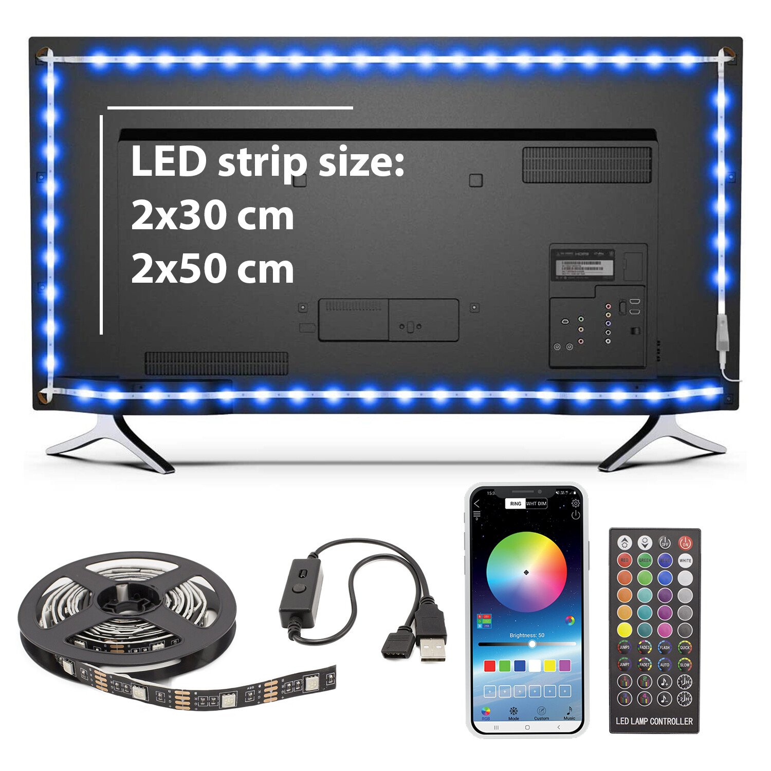 Bandă LED SMART -  pentru iluminare ambientală TV, 24”-38” - SunShine thumb