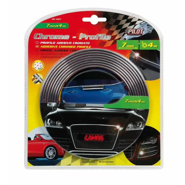 Banda ornament crom adeziva - 4m x 7mm-Resigilat,