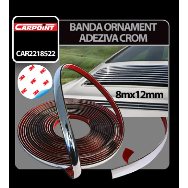 Carpoint adhesive chromed profile - 8 m - 12 mm