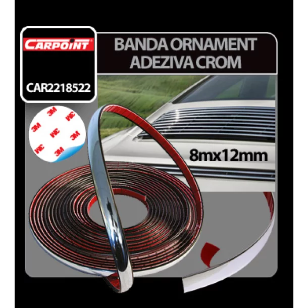 Carpoint öntapadós krómszalag - 8 m x 12 mm