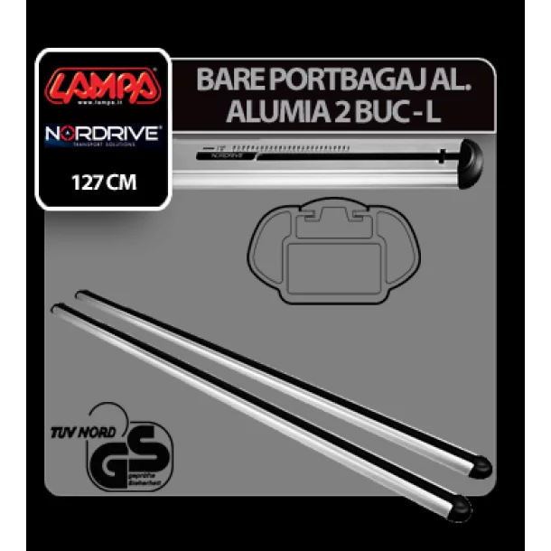Alumia aluminium csomagtartórúd szett, 2 db - L - 127 cm
