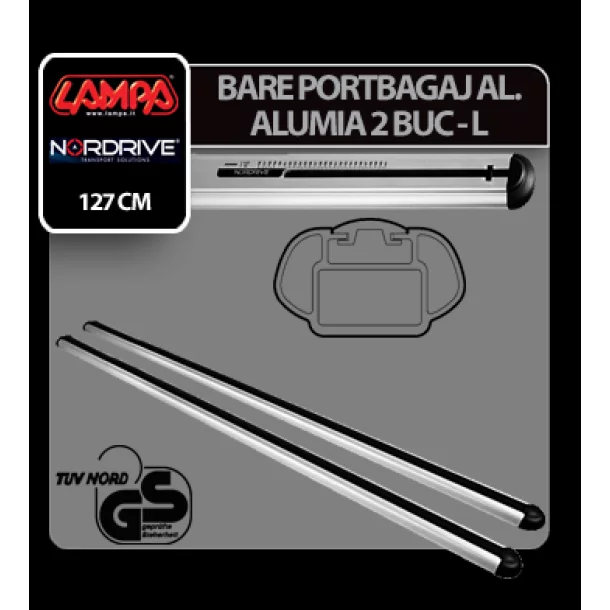 Alumia, pair of aluminium roof bars - L - 127 cm