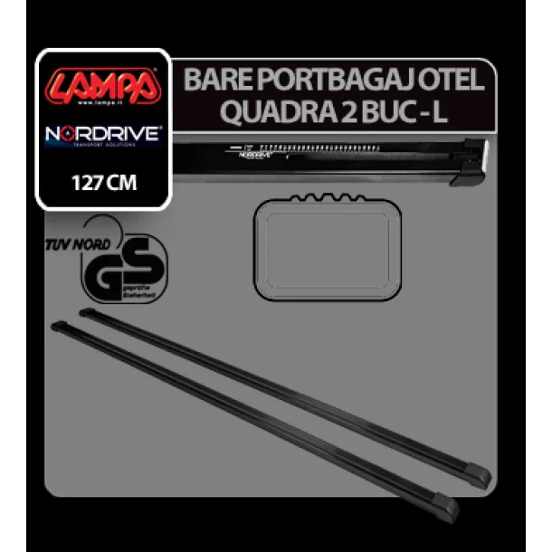 Quadra, pereche de bare portbagaj din otel - L - 127 cm