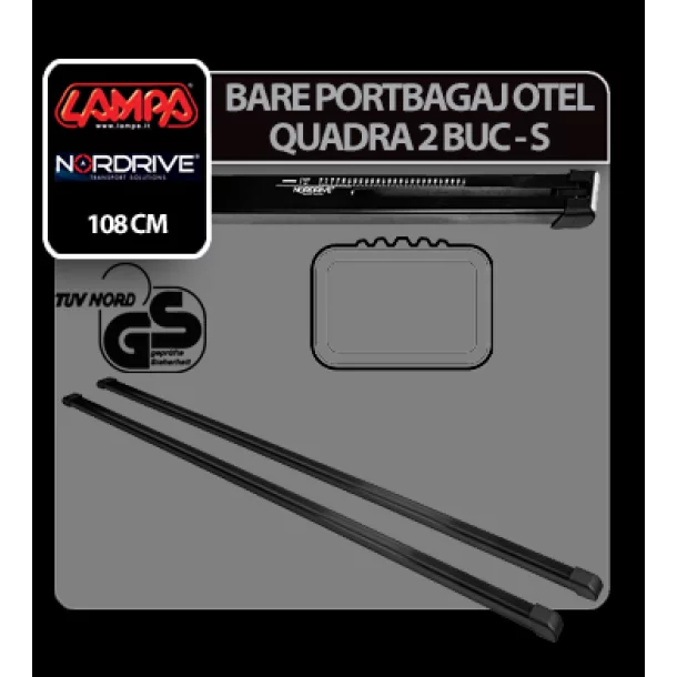 Quadra, pereche de bare portbagaj din otel - S - 108 cm
