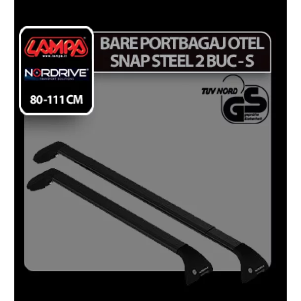 Snap Steel, pereche de bare telescopice portbagaj din otel - S - 80-111 cm