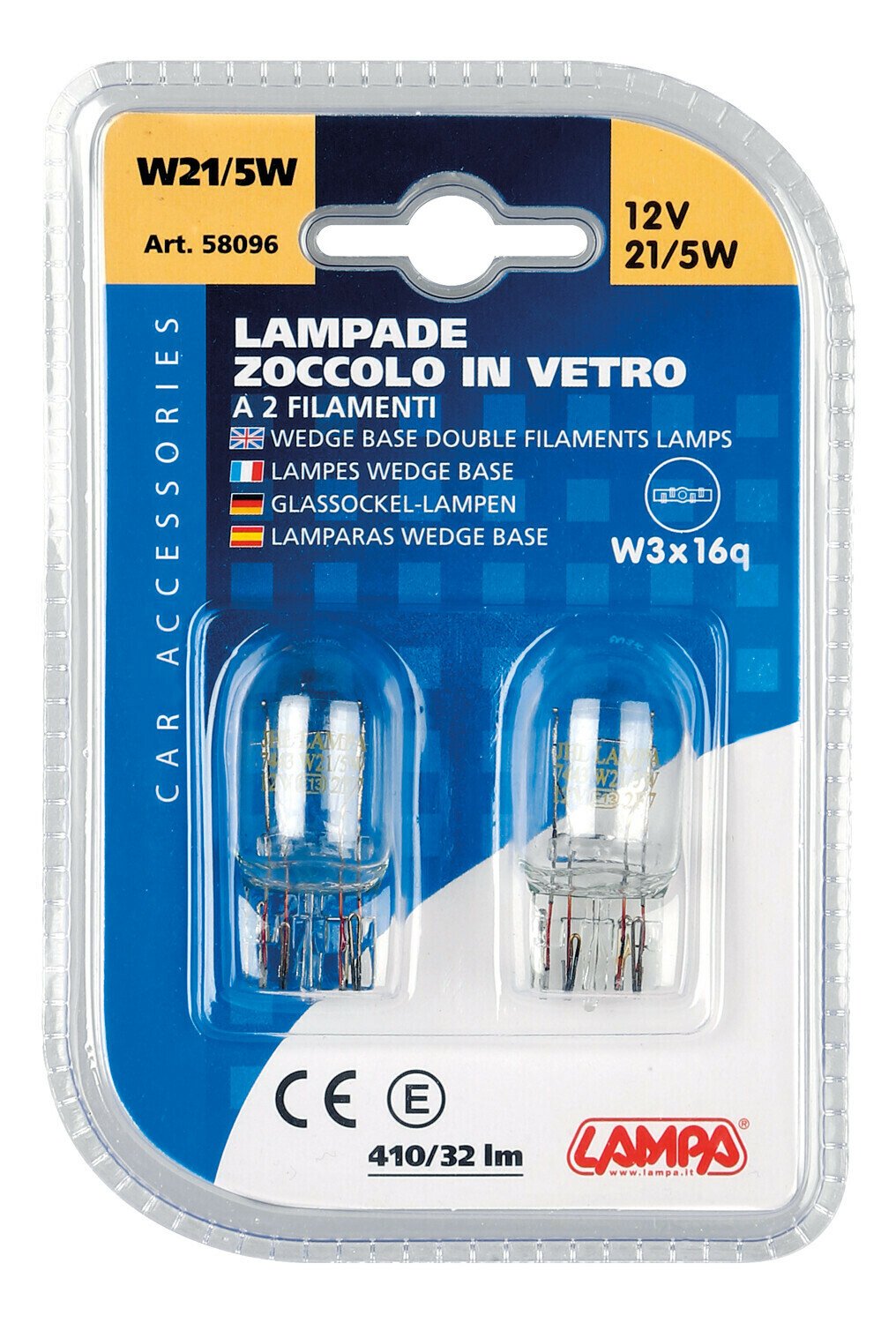 Bec 12V W21/5W - 21/5W pozitie si frana soclu sticla W3x16q 2buc Lampa thumb