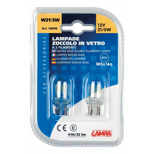Bec 12V W21/5W - 21/5W pozitie si frana soclu sticla W3x16q 2buc Lampa-Resigilat,